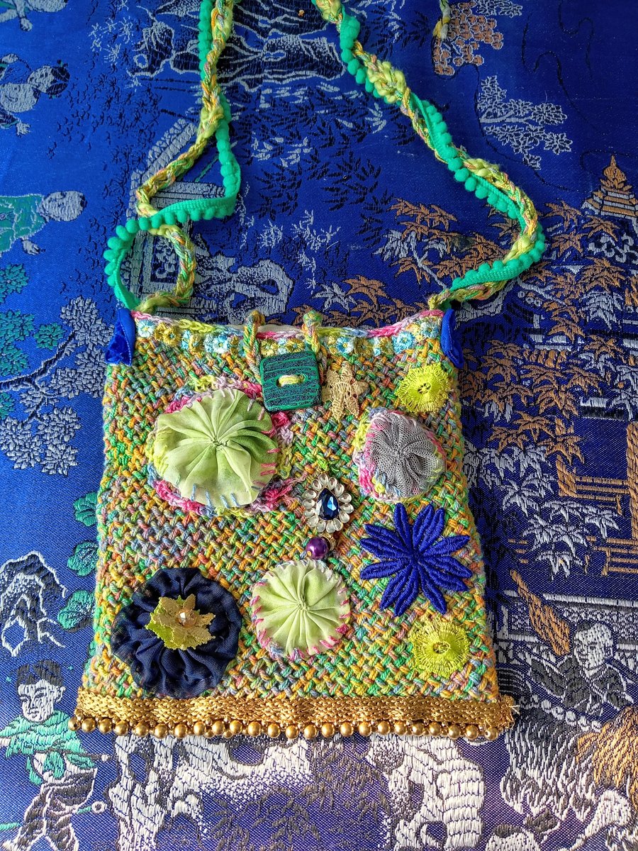 Hand Woven Embellished Small Cross Body Bag 