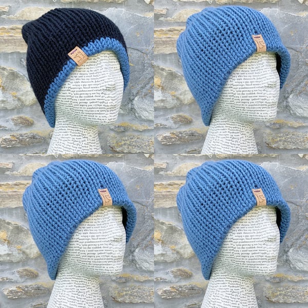 Reversible Hat. Knitted Hat. Beanie. Woollen Hat