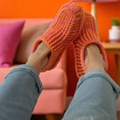Pink & Orange Crochet Slipper Socks – Handmade Cosy Socks