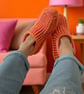 Pink & Orange Crochet Slipper Socks – Handmade Cosy Socks