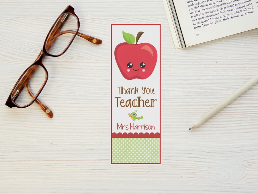 Personalised Thank You Teacher Bookmarks - various designs