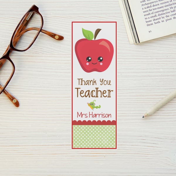 Personalised Thank You Teacher Bookmarks - various designs