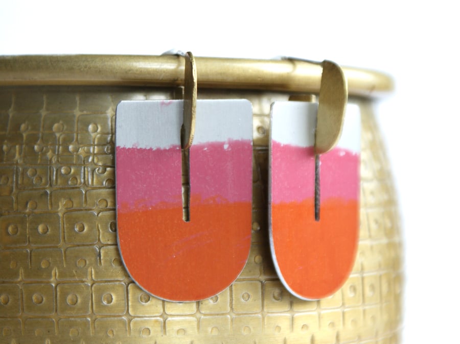 SALE - Red and pink slot earrings 