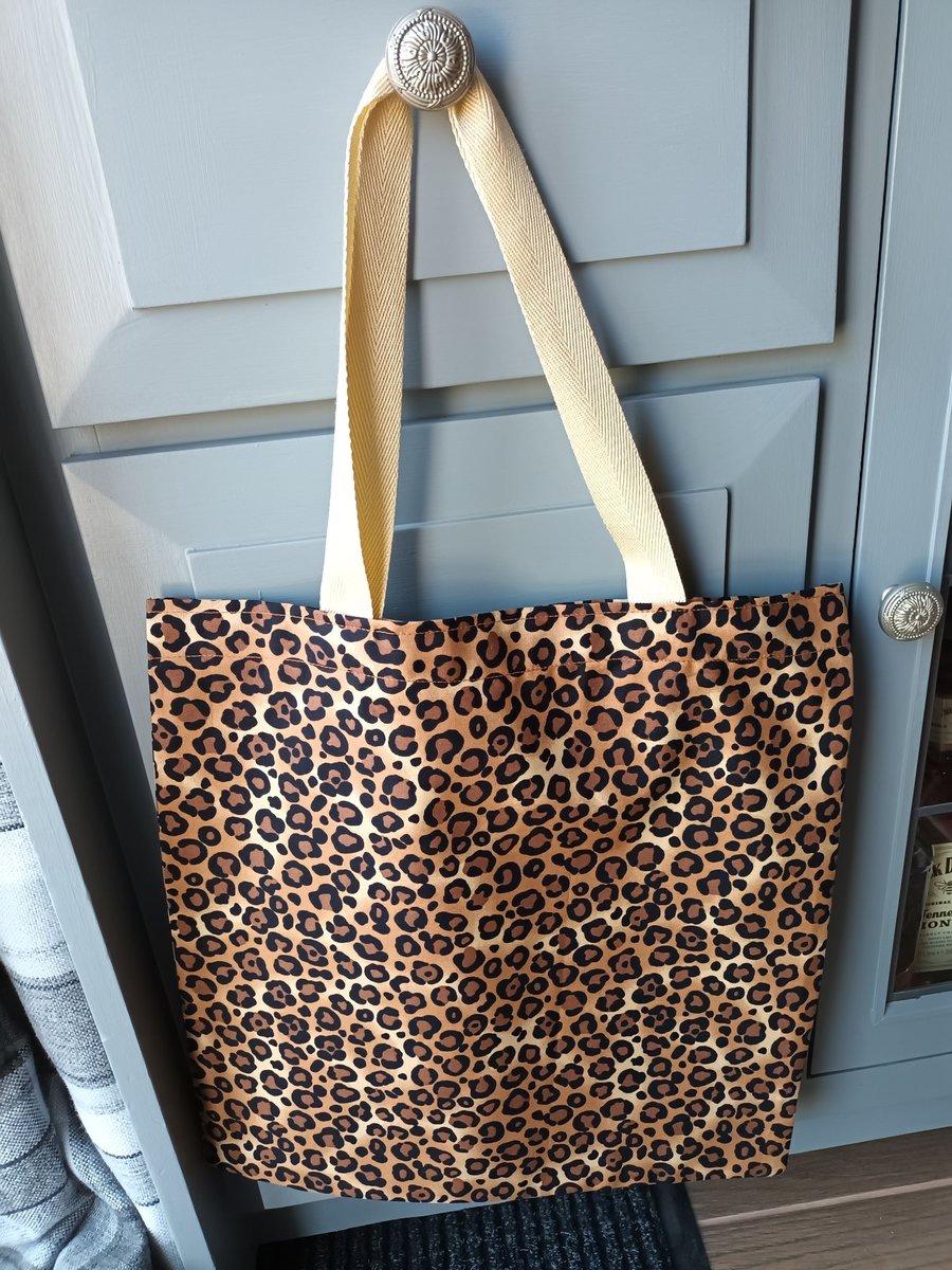 Leopard Print Tote Bag. Black And White. With Free Delivery