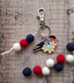 Bullfinch bird bag charm keyring - Image 5