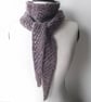 Grey Boomerang Scarf, Handspun Knitted, Merino Wool & Recycled Sari Silk - Image 4