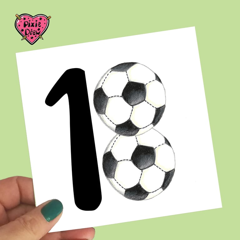 18th birthday card with footballs