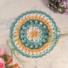 Pre-Order - Handmade Tropical Round Doily in Shuttle Tatting