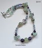 Designer Prehnite, Amethyst, Flourite & Shell Pearl Necklace  - Image 6
