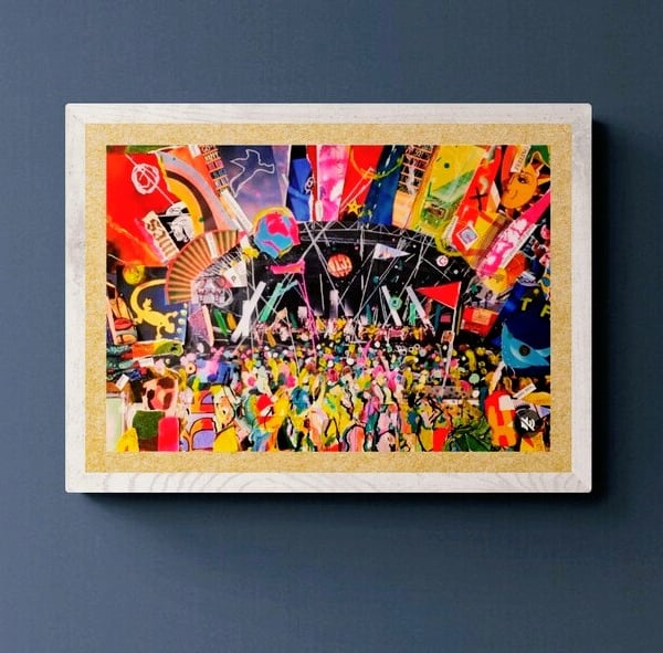 A4 print of a festival collage . Printed on smooth Fedrigoni 250gsm card