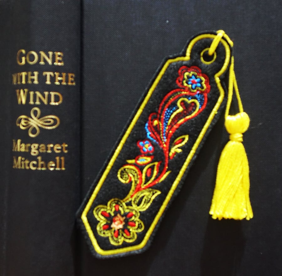 Handmade Bookmark embroidered design with coordinating tassel