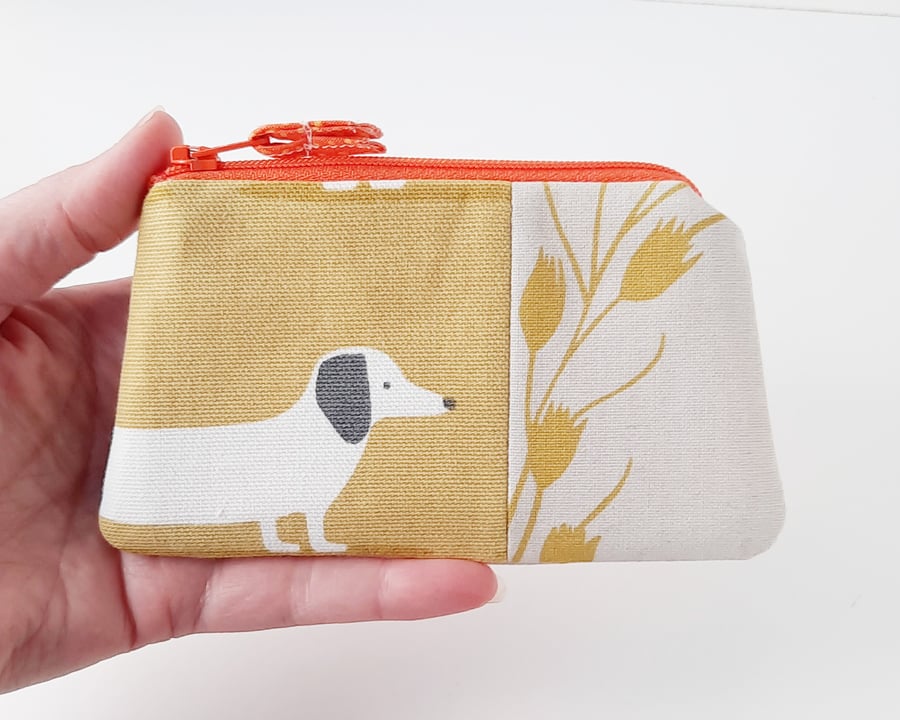 Cute dog Coin and Card purse, Small pocket sized purse - Free P&P