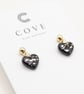 Handmade Mini Black Heart Polymer Clay Earrings. Gift No. 1