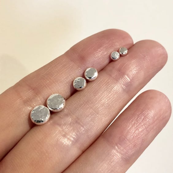 Studs, Recycled Silver Stud Earrings, Pebble Studs, Small Earrings