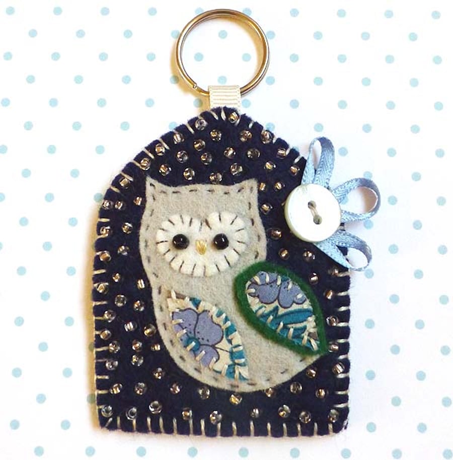 Owl Keyring, hand bag charm, - Folksy