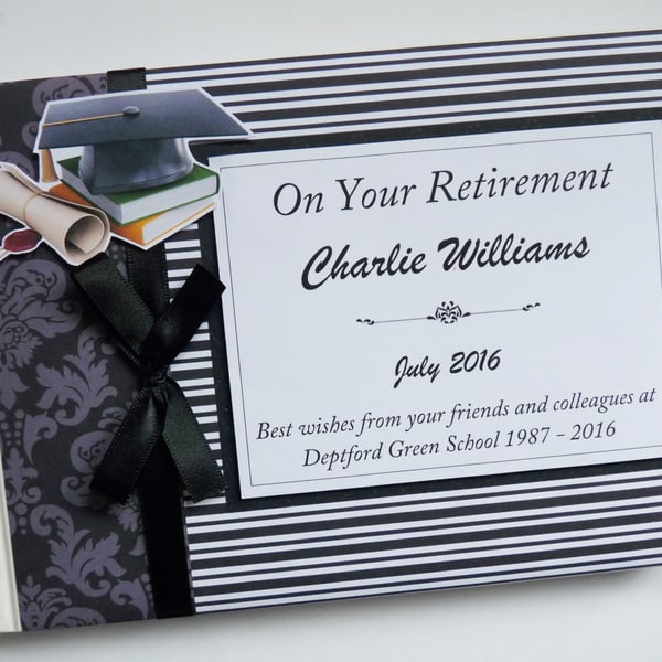 Teacher Retirement Guest book, retirement party gift, keepsake