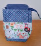 Handmade quilted cotton zipped carton: farmyard print