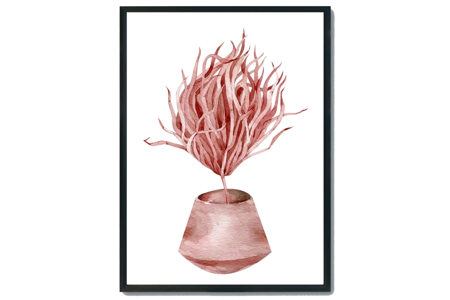 Plant in a pot wall print, natural floral wall decor, botanical wall art print