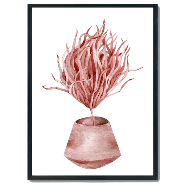 Plant in a pot wall print, natural floral wall decor, botanical wall art print