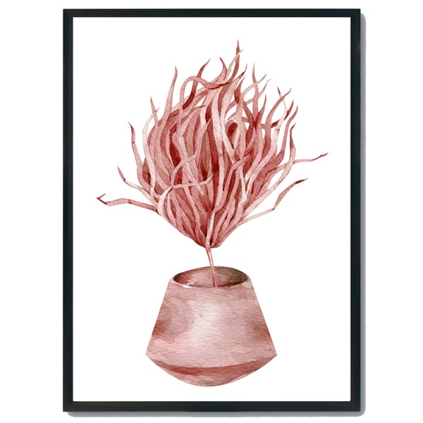 Plant in a pot wall print, natural floral wall decor, botanical wall art print