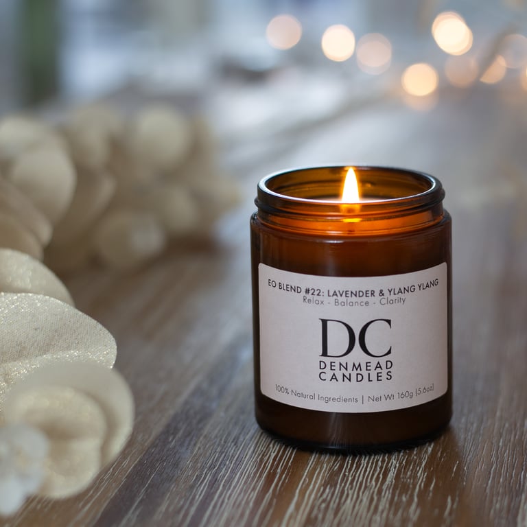 Lavender & Ylang Ylang Essential Oil Candle Denmead Candles BLEND 22 - RELAX