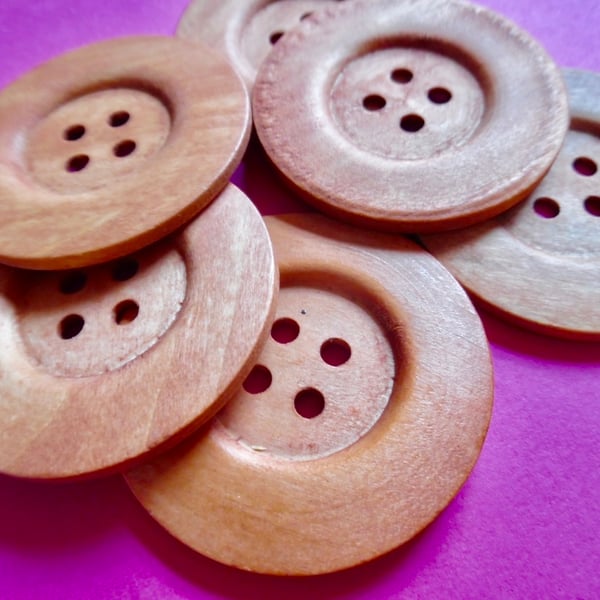 6cm Raised Edge LIGHT BROWN  Large Wood  Buttons 