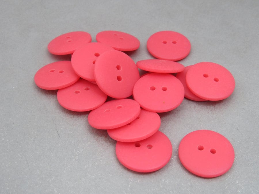 Plain Bright Red Buttons 20mm 24 pieces