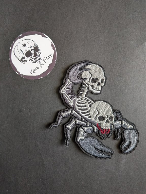 Embroidered Skeleton Scorpion Patch - Macabre Biker Jacket