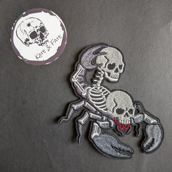 Embroidered Skeleton Scorpion Patch - Macabre Biker Jacket
