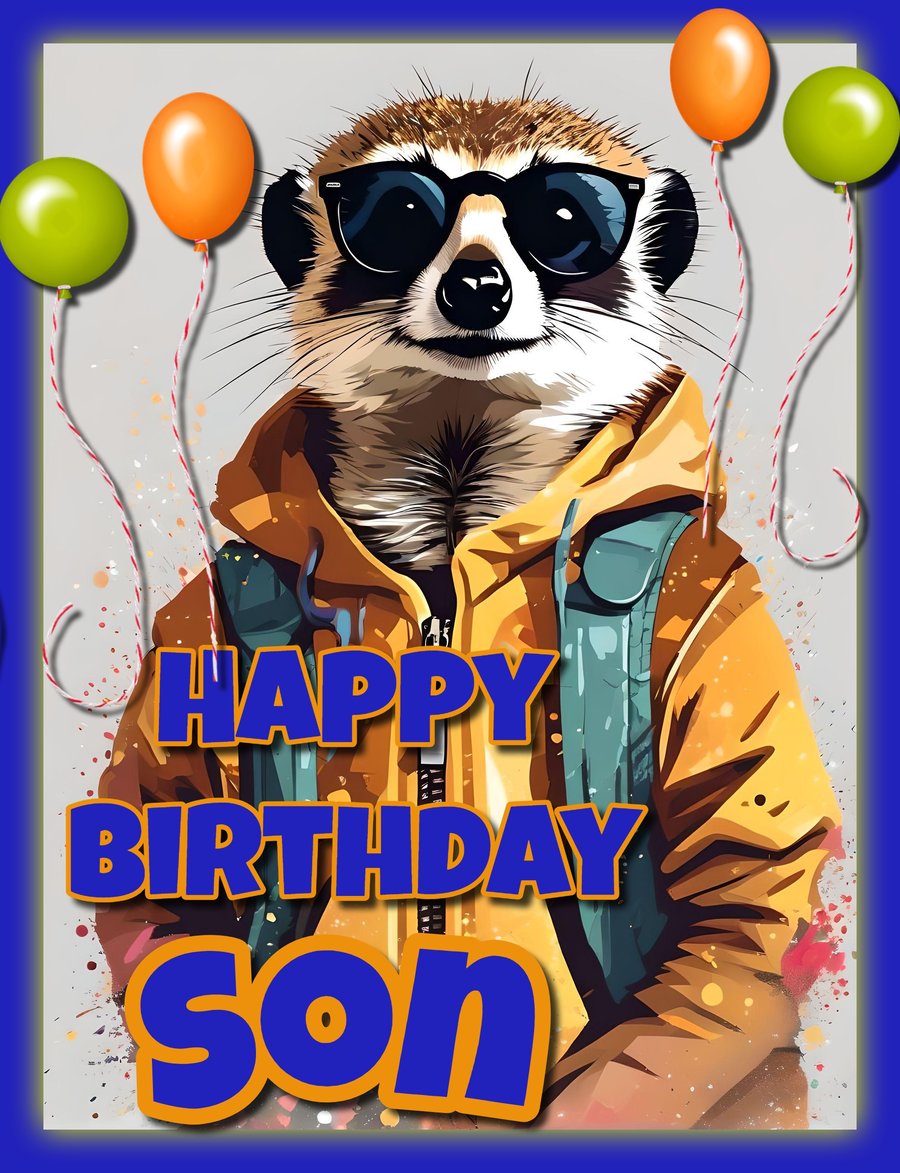 Happy Birthday Son Meerkat Card A5 