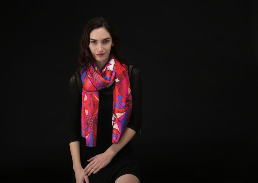 Luxurious Custom Printed Scarf - Original Design- Vivid