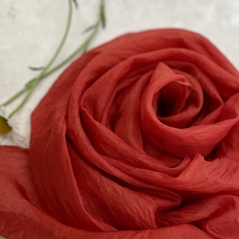 Silk Scarf In Scarlet Red Valentines Gift For Her