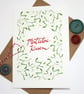 Mistletoe Kisses Christmas card- rustic red - Image 1