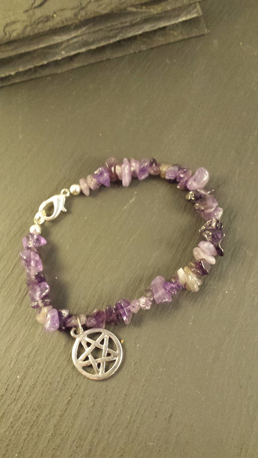 Amethyst and Pentagram Bracelet