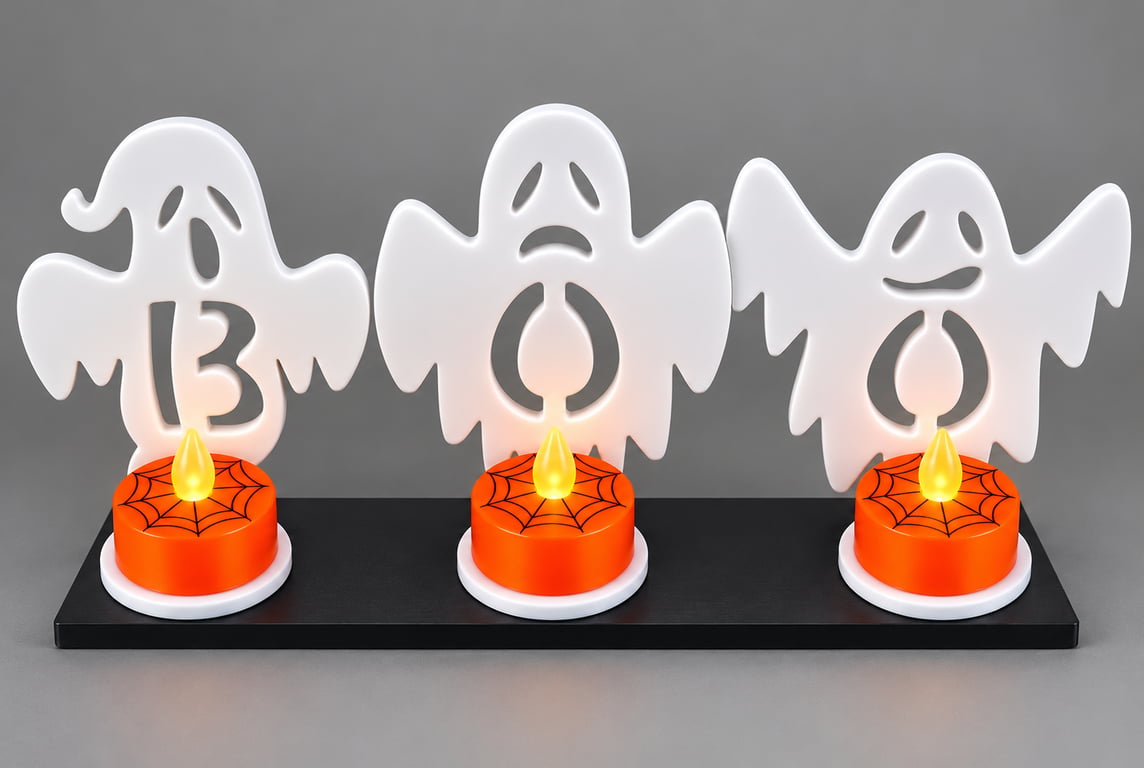 3D Printed Halloween Ghost Tealight Holder, Spooky Ghost Decoration 