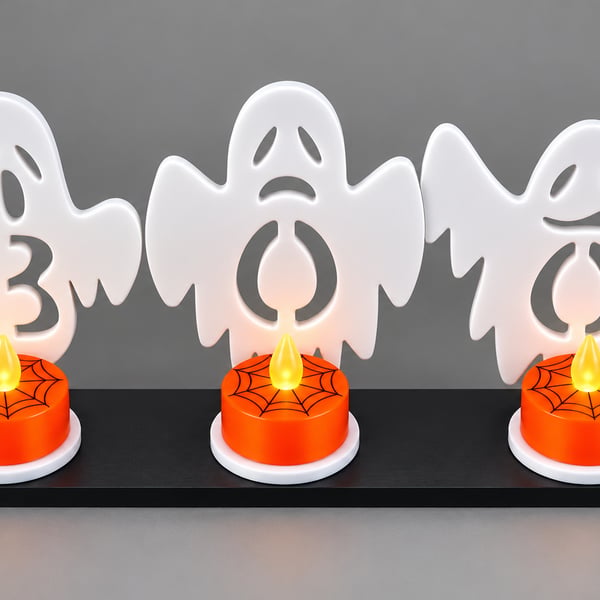 3D Printed Halloween Ghost Tealight Holder, Spooky Ghost Decoration 