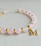 Personalized Bracelet with Gold Initial Charm and Gemstones - Image 4