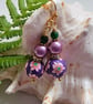 Pretty Polymer Clay, Quartzite & Shell Pearl Gold Plated Earrings