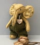 Elephant, hand sewn and dressed embroidered elephant, collectable artist bear