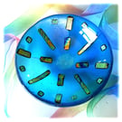 Turquoise Dichroic Glass Fused Bowl 13 x 2.5cm 064 