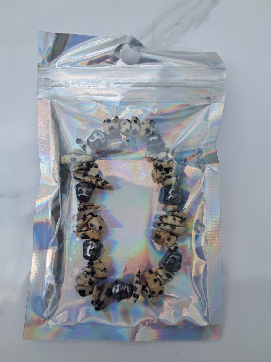 Haematite Buddha & Dalmatian Jasper Bracelet