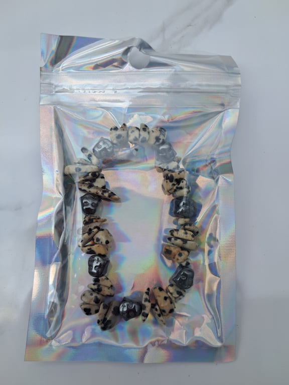Haematite Buddha & Dalmatian Jasper Bracelet