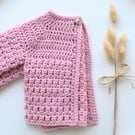 Bobtail Cardigan Merino Wool Acrylic Blend Pink Lady