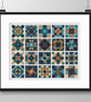 066D - Cross Stitch Chart Patchwork Quilt Block Pattern Squares, Brown Turquoise - Image 2