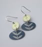 Flower earrings in lime and grey - Image 2