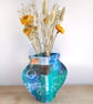 Paper vase cover, turquoise green and blue abstract design
