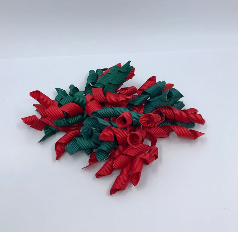 School 3 inch Hunter Green and Red Curly Corkers on Clips (pair)