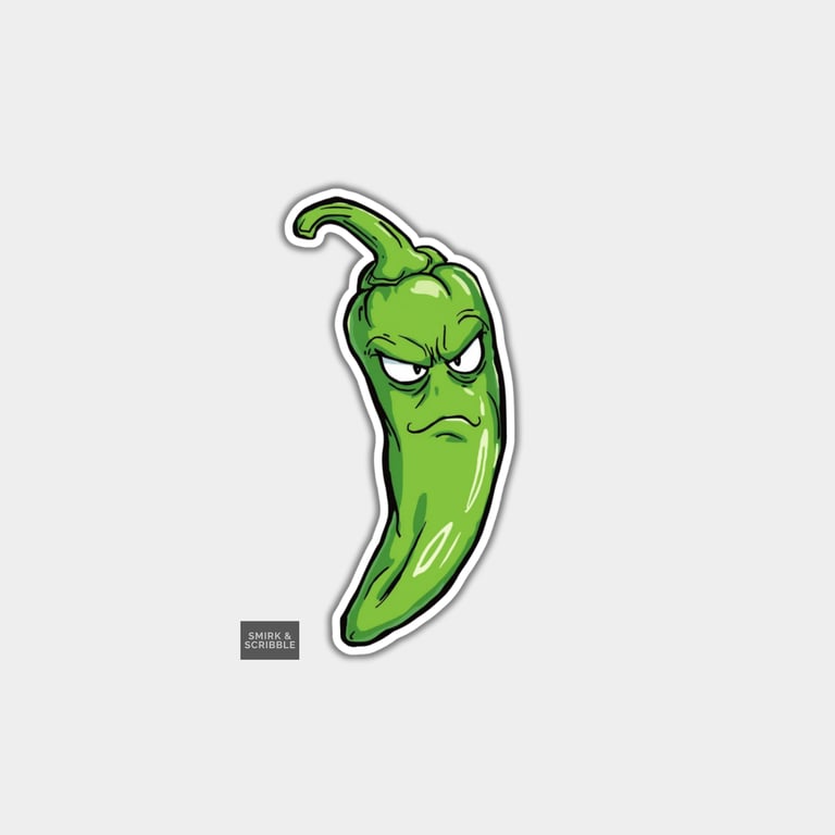 Funny Vinyl Sticker For Adults - Cute Grumpy Chilli Pepper