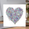 Beautiful Blue Floral Heart greeting card