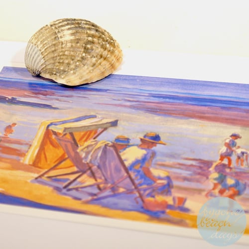 THE BEACH Greetings Card BYGONE BEACH DAYS watercolour - Vintage